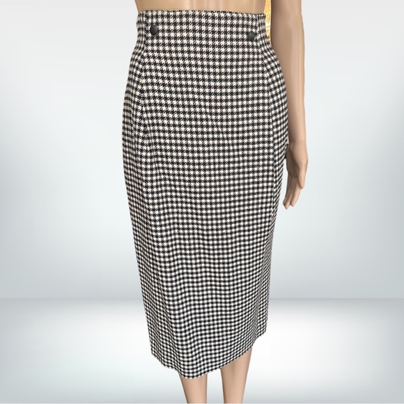 Lambswool Houndstooth belted Pencil Skirt size 10 - Picture 2 of 6